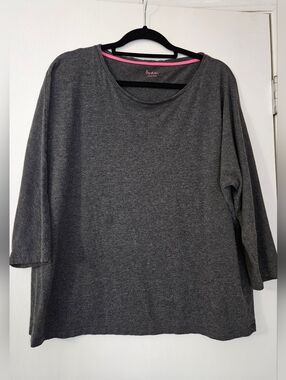 Boden Super Soft Modal Cotton Charcoal Gray 3/4 Sleeve Women's Top, Size 16